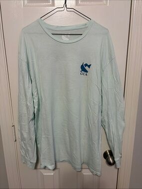 CCA Light Mint Long-Sleeve Crew Neck Shirt with Navy Logo